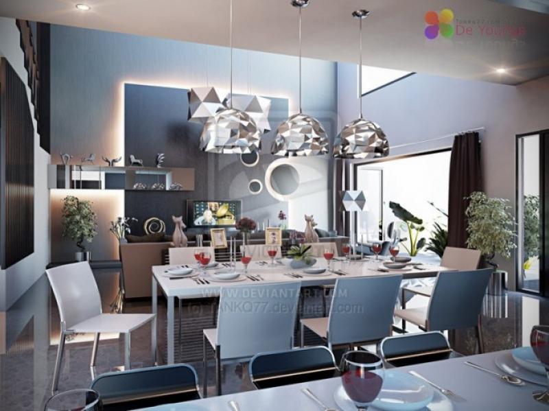 ห้องอาหารสีขาวสดใส