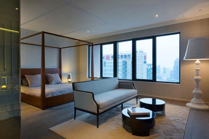 อพาร์ทเม้นแบบ  สีฟ้าสดใส penthouse ในเซี่ยงไฮ้