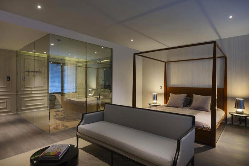 อพาร์ทเม้นแบบ  สีฟ้าสดใส penthouse ในเซี่ยงไฮ้