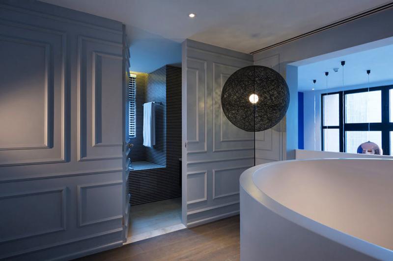 อพาร์ทเม้นแบบ  สีฟ้าสดใส penthouse ในเซี่ยงไฮ้