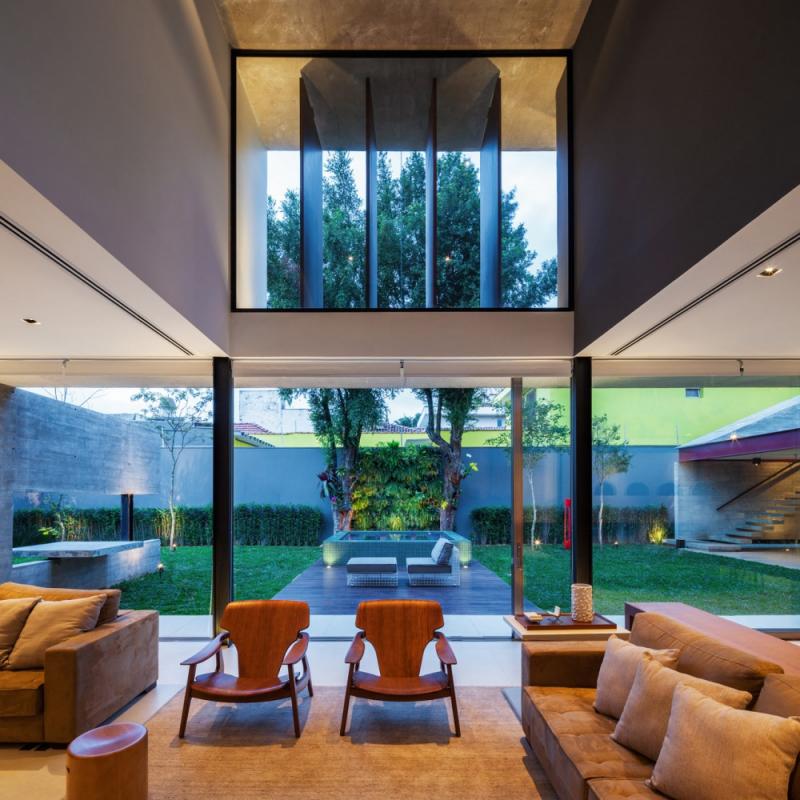 บ้านทรงกล่องตั้งฉาก โมเดิร์นร่วมสมัยทรงกล่อง ติดสวน