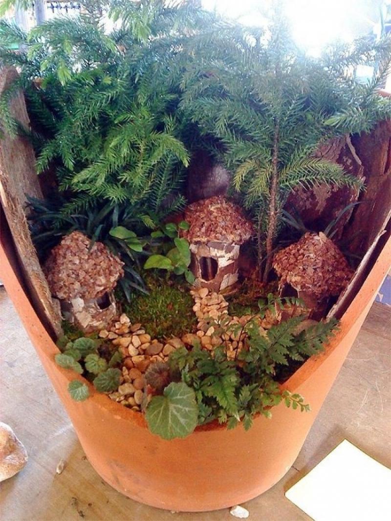 จัดสวนจิ๋วจากกระถางดินเผา เศษวัสดุเหลือใช้ ทำได้เอง diy สวนจิ๋ว
