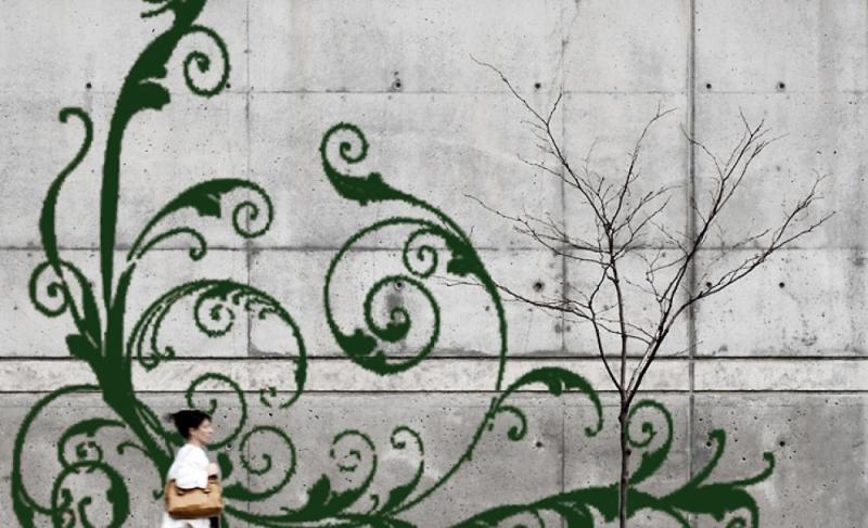 จัดสวนบนผนังแบบเด็กแนว ด้วย moss grafffiti