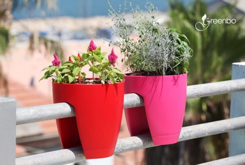 กระถางต้นไม้เก๋ๆบนราวระเบียง