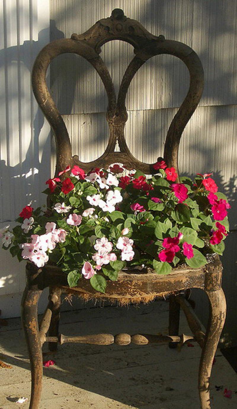 6ไอเดียจัดสวนดอกไม้ง่ายๆ ด้วยเก้าอี้ไม้เก่า